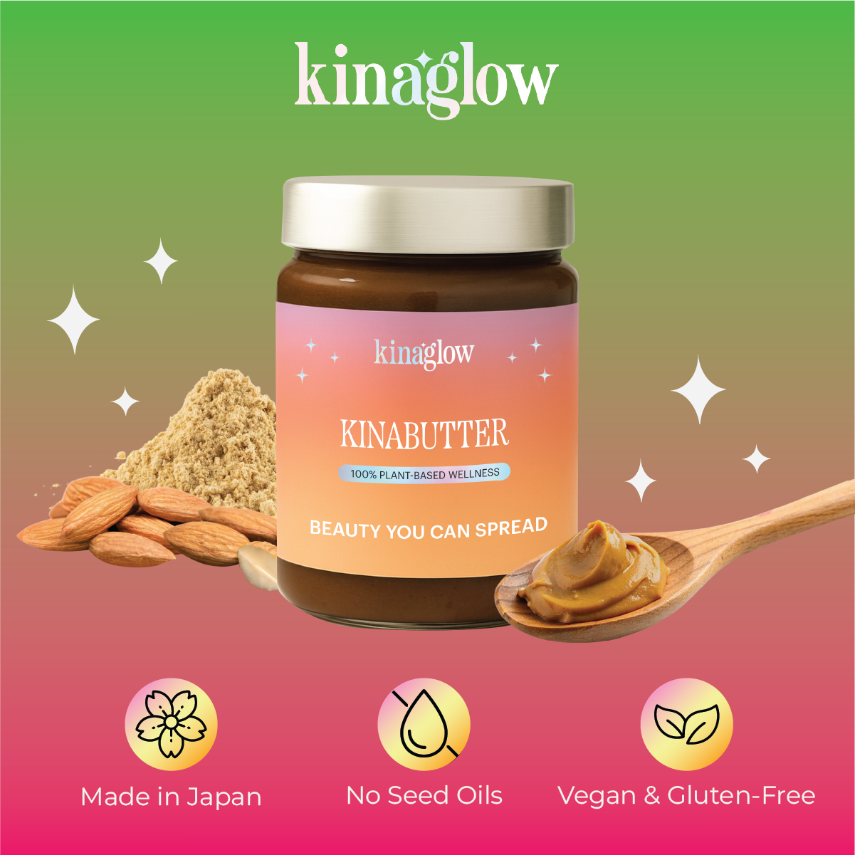 KINAGLOW Almond Kinako Butter — Japanese-inspired nut spread
