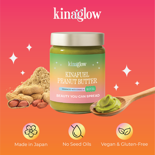 KINAGLOW Kinako-powered nut butters — Japanese superfood spread front view